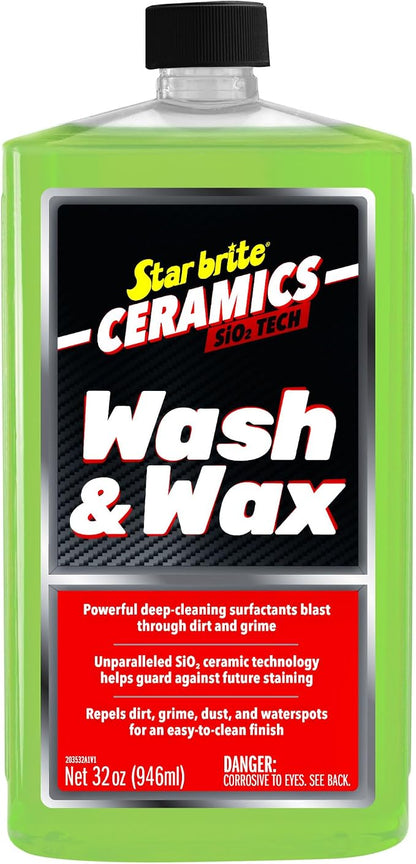 STAR BRITE Ceramic Wash & Wax - Watermelon Scent - Ultimate Protection and Shine, SiO2-Infused, Repels Dirt, Grime, UV Damage - 32 oz (203532)