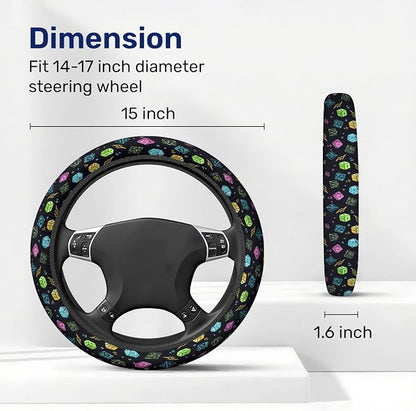 GENANY RPG Dice Steering Wheel Cover, Non Slip Polyester Car Wheel Protector for Car SUV Truck, Universal 15 Inch