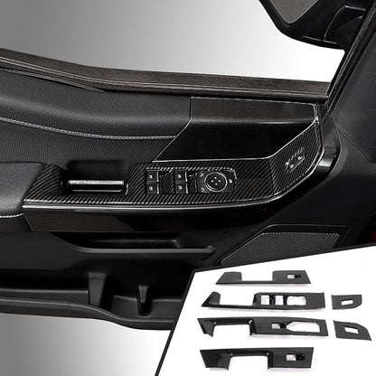 GZXinWei Carbon Fiber Grain Door Window Control Switch Panel Trim Cover Sticker Interior for Ford F150 2021 2022 2023 2024 2025 2026