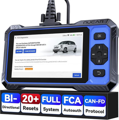OBD2 Scanner, MUCAR 682 AI-Assisted Car Diagnostic Tool, Automotive Bidirectional Scan Tool, FULL Systems Car Diagnostic Scanner, Scanner for Car with 20+ Reset, CAN FD & FCA SGW, Lifetime Free Update