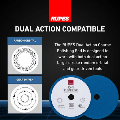RUPES 9.DA180H Pack of 12 Blue D-A Coarse Cutting Foam Pads 180mm | Ideal for Paint Correction & Gloss Enhancement | Mild to Severe Defect Removal | Compatible with 6" Backing Plate