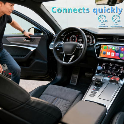 Wireless CarPlay Adapter for iPhone - for Daily Commute & Road Trip, No App Needed, Plug & Play Convert Wired to Wireless, Ultra-Compact 4x4 SUV Design with Low Latency -Red