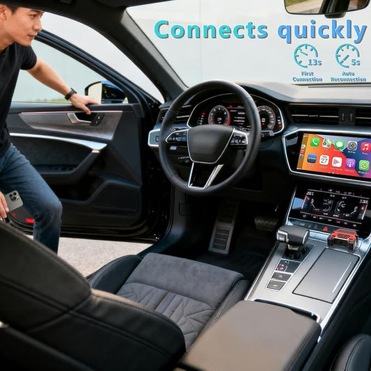 Wireless CarPlay Adapter for iPhone - for Daily Commute & Road Trip, No App Needed, Plug & Play Convert Wired to Wireless, Ultra-Compact 4x4 SUV Design with Low Latency -Red