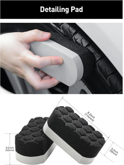 Fantasticlean 7PCS Car Wheel Brush Kit, Tire Brush for Car Owners & Auto Detailers, Soft-bristled Rim Brush, Flat Wheel Brush, Double-Ended Detailing Brush and Pads for Home Shop, Cars Trucks RVs