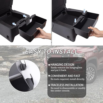 JKCOVER Center Console Hanging Organizer Box Compatible with 2019-2026 Chevy Silverado/GMC Sierra 1500 and 2020-2026 Chevrolet Silverado/Sierra 2500HD 3500HD Accessories(Split-Bench Folding Seat Only)