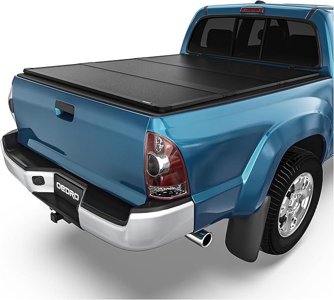 OEDRO FRP Hard Tri-fold Tonneau Cover Fold Truck Bed Covers Fits for Toyota Tacoma 2005-2015 (Excl. Trail Edition) with 6 Feet Bed with Tacoma Bed Rail