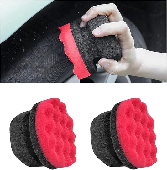 KVAEY 2 PCS Tire Dressing Applicator Pads, Reusable Hex Grip Tire Shine Applicator Polishing Sponge Pads, Wheel Tire Shine Detailing Foam for Most Vehicles, Car Accessories (Red, 3.15")