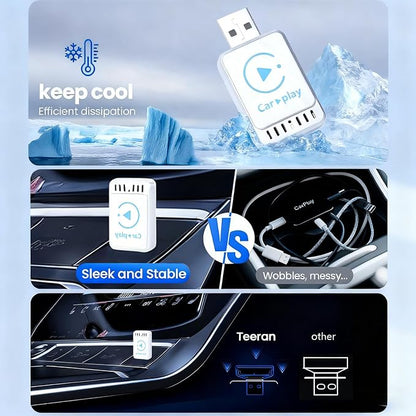 Newly Upgraded Wireless CarPlay Adapter 2026 : Slim, Lightweight and Portable, Plug-and-Play. Easy to Operate with Stable Connection and no lag, Compatible with iPhone and Android Devices.