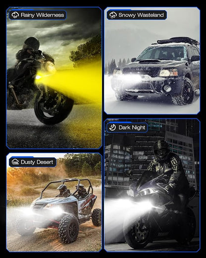 NOVSIGHT 2 Inch LED Pod Lights - 8 Modes Amber/White Driving Fog Lights With Dual Mounting Brackets, IP68 Waterproof Off Road Auxiliary Lights for Motorcycle Truck ATV UTV 5 Years Service, 2Pcs