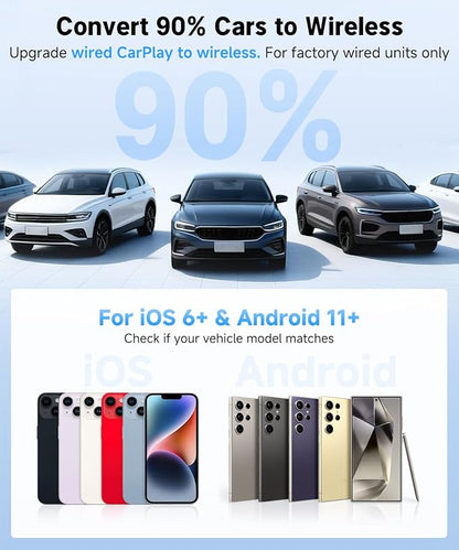 VQU 4 in 1 Wireless CarPlay Adapter for iPhone & Android Auto Adapter, 2026 Upgrade Plug & Play USB C Dongle, Convert Wired to Wireless CarPlay & Android Auto, AirPlay & Miracast Screen Mirroring