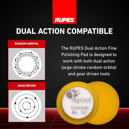 RUPES 40mm Pack of 6 Yellow D-A Fine Wool Polishing Pads | Ideal for Paint Correction & Gloss Enhancement | Improves Finishing Performance | Compatible with 1.5" Backing Plate