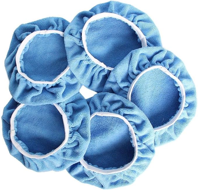 ZYTC Car Polishing Waxing Sleeve Polisher Pad Bonnet Microfiber Pad Soft Pack of 5 (Light Blue, 7"-8")