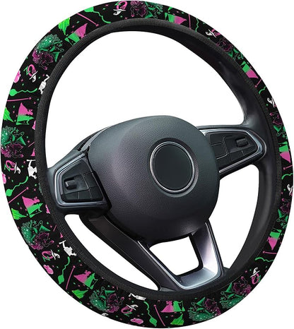 GENANY Good Witch Steering Wheel Cover, Non Slip Polyester Car Wheel Protector for Car SUV Truck, Universal 15 Inch