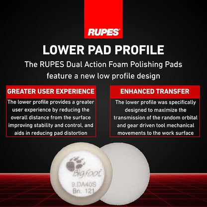 RUPES 40mm Pack of 6 White D-A Ultra-FINE Polishing Foam Pads | Ideal for Extremely Fine Paint Correction & Gloss Enhancement | Improves Finishing Performance | Compatible with 1.5" Backing Plate