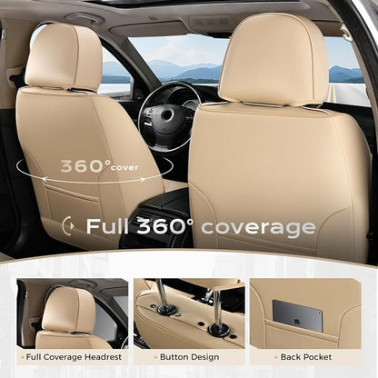Coverado Car Seat Covers, Front Covers for Cars, Car Seat Cover Front Seats, Automotive Seat Cover, Waterproof, Leather Car Seat Cushion, Universal Interior Seat Protectors for Most Cars
