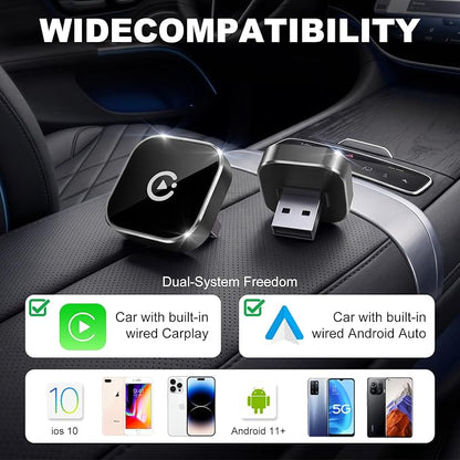 Bose Wireless CarPlay and Android Auto Adapter, Plug and Play Wired to Wireless CarPlay Dongle, Fast Auto-Connect, Type-C & USB Cable Included, Compatible with 800+ Cars, Supports iOS 10+