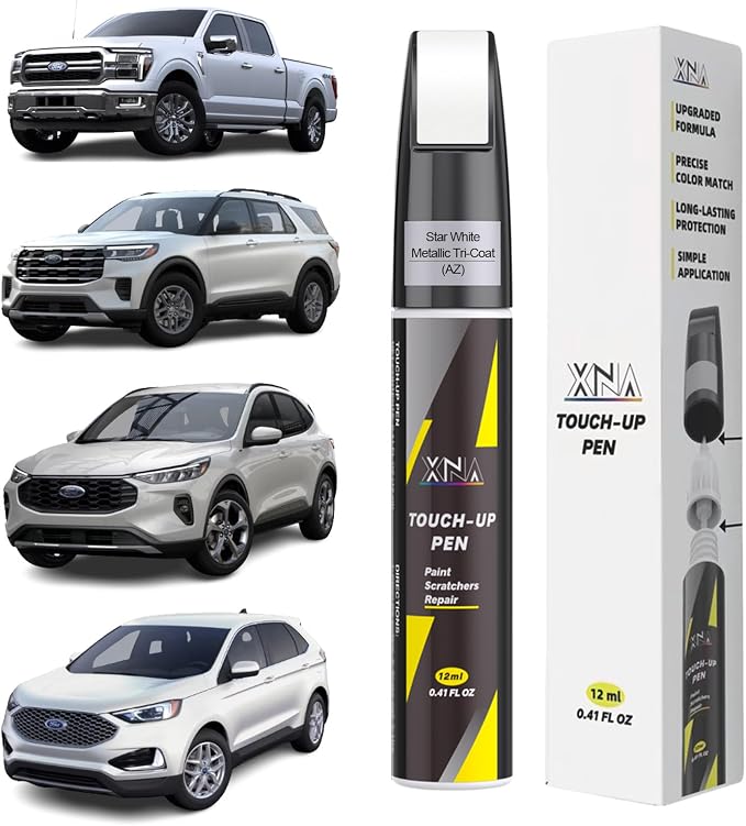 XNA Star White Metallic Tri-Coat(AZ) for Ford Touch Up Paint, Car Scratch Remover for Nicks and Chips Repair, 2-In-1 Quick & Easy Fix Car Scratch Repair Kit with Exact Color-Matched
