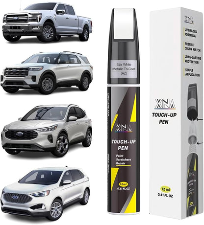 XNA Star White Metallic Tri-Coat(AZ) for Ford Touch Up Paint, Car Scratch Remover for Nicks and Chips Repair, 2-In-1 Quick & Easy Fix Car Scratch Repair Kit with Exact Color-Matched