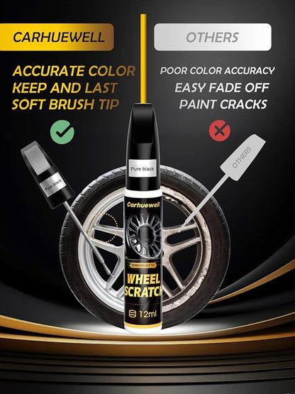 Black Rim Touch Up Paint Compatible with Kia, Wheel Scratch Repair Paint Pen Curb Rash Scuff Exact Match Scratch Repair Remover Car