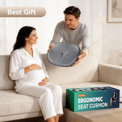 Memory Foam Seat Cushion with Pressure Relief for Office Chair, Car, Wheelchair, and Sofa, Doctor Recommended Orthopedic Cushion for Tailbone Pain, Sciatica, Hip Back Support, Non Slip, Grey