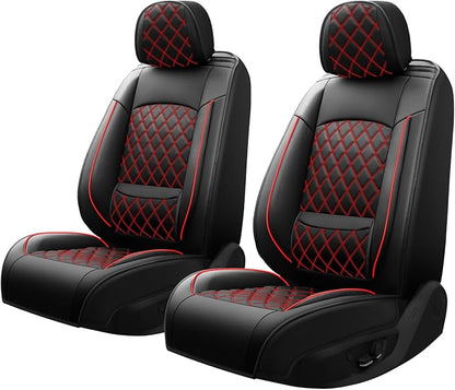 Car Seat Covers Compatible with Hyundai Elantra 2017-2025 2026 Waterproof & Breathable Luxury Leather All-Weather Seat Cushions Protectors,Airbag Compatible,Only 2 Front seat Covers (Redline)