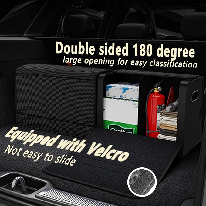 GMQ Car Trunk Organizer for SUV,Car Organizers and Storage with Collapsible Storage, Magnetic Lid Large Capacity for SUV, Truck, MPV (Carbon Black, L-21.5×13×12.5 IN)