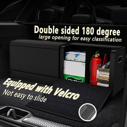 GMQ Car Trunk Organizer for SUV,Car Organizers and Storage with Collapsible Storage, Magnetic Lid Large Capacity for SUV, Truck, MPV (Carbon Black, L-21.5×13×12.5 IN)