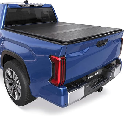 KUIPERAUTO Fiberglass 5FT Hard Tri Truck Bed Tonneau Cover Compatible for 2024 2025 Toyota Tacoma (Excludes Trail Special Edition Storage Boxes)