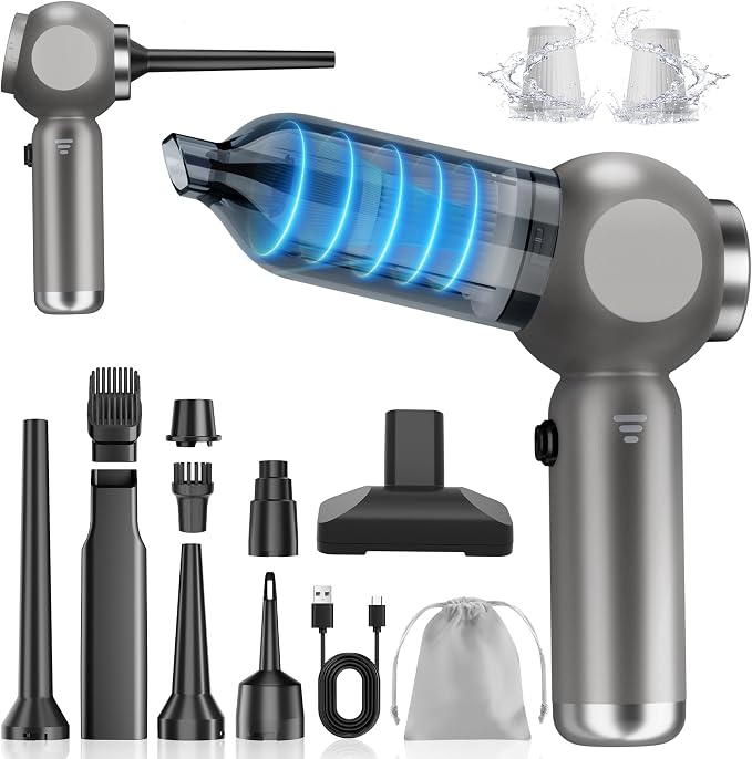 Portable Car Vacuum Cleaner High Power 17500Pa, Lightweight Mini Vacuum Cleaner, Hand Held Vacuum with LED 3-Speed Display, Multiple Attachments, Car Cleaning Kit Interior, Ideal Gift for Cars Owners