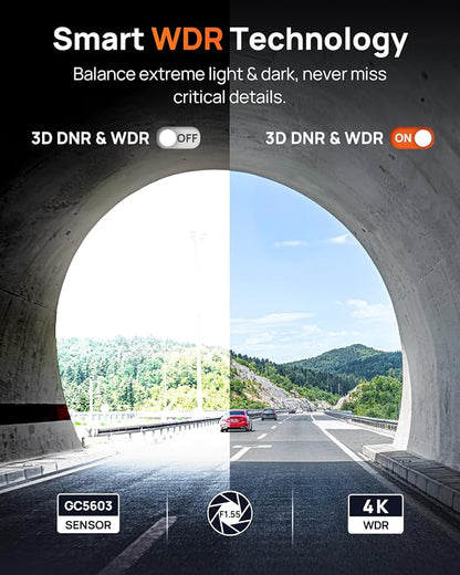 70mai M310 Plus 4K Dash Cam Front with Night Vision, 140° Wide Angle Dash Camera for Cars, WiFi Dashcam with App, Parking Mode, G-Sensor, Loop Recording, Voice Control, Easy Install Car Camera