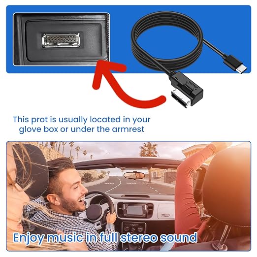 AMI Music Interface Type C Adapter Aux Cable Plus Compatible with A3 A4 A5 A6 A8 MMI 3G+ System for 17 Pro 17 Pro Max Air 16 Pro 16 Pro Max 15 15 Plus 15 Pro Android Google Pixel Galaxy (Type-C 3.3FT)