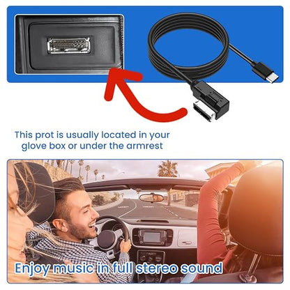 AMI Music Interface Type C Adapter Aux Cable Plus Compatible with A3 A4 A5 A6 A8 MMI 3G+ System for 17 Pro 17 Pro Max Air 16 Pro 16 Pro Max 15 15 Plus 15 Pro Android Google Pixel Galaxy (Type-C 3.3FT)