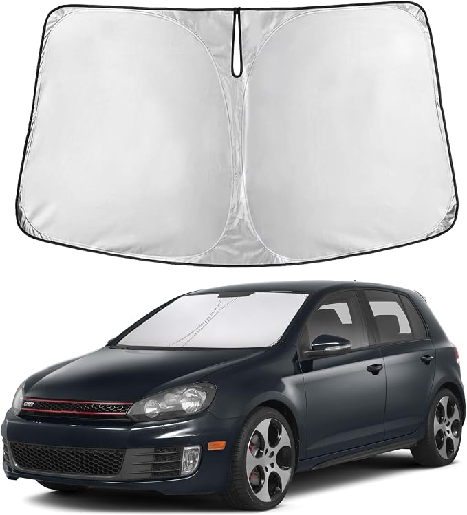 EcoNour Windshield Sunshade Compatible for Volkswagen VW Golf/Rabbit/GTI / R32 MK6 2009-2012 2013 2014, Sun Visor for Front Windshield & Window Sun Shade Cover, UV Heat Protector, Car Accessories