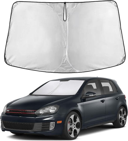 EcoNour Windshield Sunshade Compatible for Volkswagen VW Golf/Rabbit/GTI / R32 MK6 2009-2012 2013 2014, Sun Visor for Front Windshield & Window Sun Shade Cover, UV Heat Protector, Car Accessories