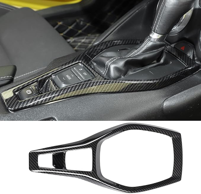 RT-TCZ Carbon Fiber Center Console Gear Shift Panel Trim Cover Cup Holder Frame Shift Knob Cover Sticker Interior Decoration Kit Accessories for 2017 2018 2019 2020 2021 2022 Chevrolet Camaro, 4 PCS