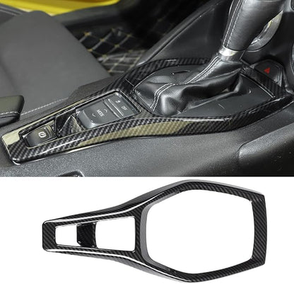 RT-TCZ Carbon Fiber Center Console Gear Shift Panel Trim Cover Cup Holder Frame Shift Knob Cover Sticker Interior Decoration Kit Accessories for 2017 2018 2019 2020 2021 2022 Chevrolet Camaro, 4 PCS