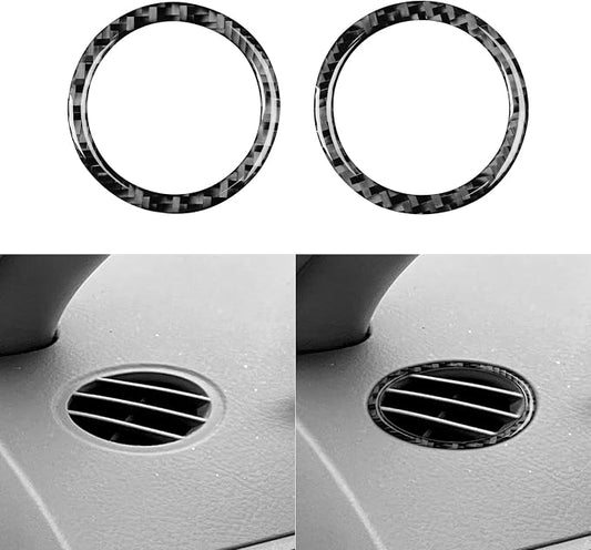 Black Real Carbon Fiber Accessories Car Defogging Air Vent Outlet Defogger Frame Cover Interior Trim Sticker Decal for Toyota Corolla CE LE S 2003 2004 2005 2006 2007 2008/XRS 2005-2006 Sedan 2PCS