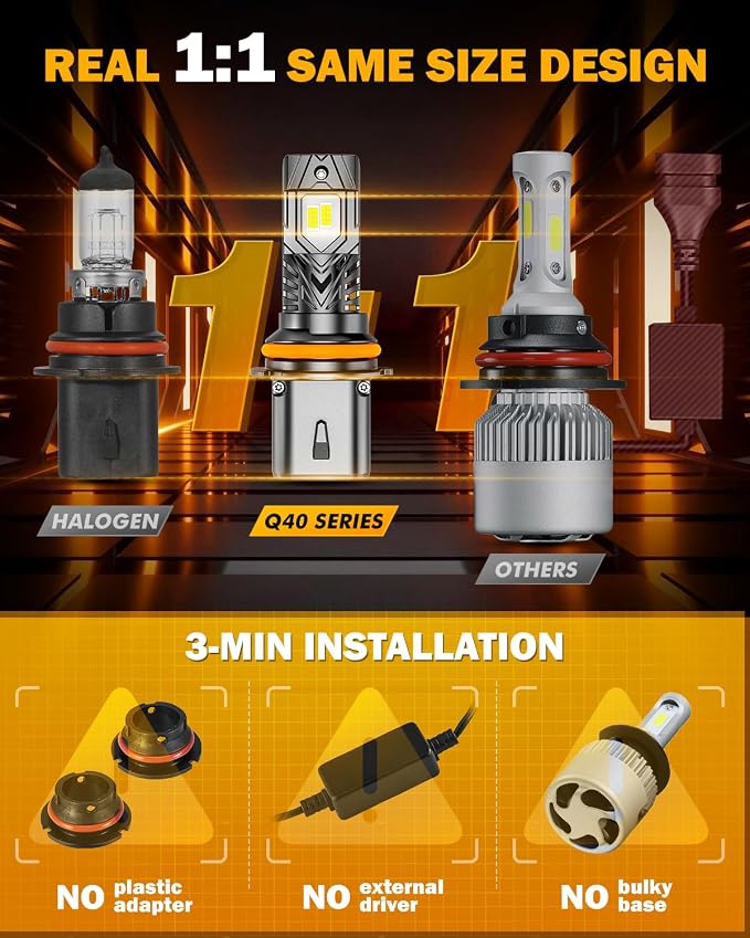 Auxbeam 9007 Fog Lights, Q40 Series 30000LM 800% Brighter Powersports Light For UTV ATV Offroad Use