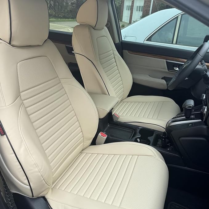 AOMSAZTO Beige Armrest Console Covers for CRV Honda 2017-2022 Leather Console Pad