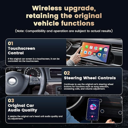 Mini 2-in-1 CarPlay Wireless Adapter, Android Car Wireless Adapter, Plug & Play, USB-A/C, Fast Stable Connection, Compatible with iOS 10+ and Android 11+, OTA Upgrade, Black