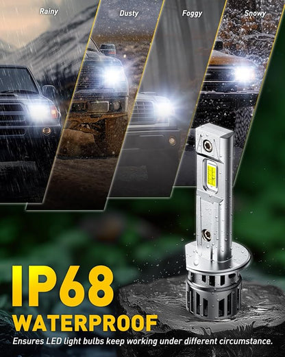 AUXITO H1 Bulbs, 80000 Lumen Brightness, 6500K Ultra White, Precision 1:1 Mini Design, Simple Plug Play Installation, Stable Illumination, 99% Vehicles Supported, Pack of 2