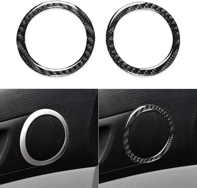 NVCNX Real Premium Carbon Fiber for Toyota 2nd Gen Tacoma Accessories 2005-2015 2006 2007 2008 2009 2010 2011 2012 2013 2014 Car Door Speaker Ring Cover Interior Trim Sticker Decal 2PCs
