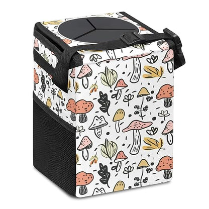 Car Trash Can – Multi-Purpose, Lightweight and Portable with Durable Water-Resistant Coating, No Installation Required, Practical and Ample Capacity, Variety of Colors.Mushroom