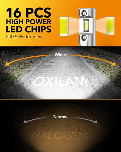 OXILAM Upgraded 9005 9006 Bulbs Combo, 100,000LM 6500K Cool White Super Bright Fog Light Bulbs for Halogen Replacement, Plug and Play, IP68, Pack of 4