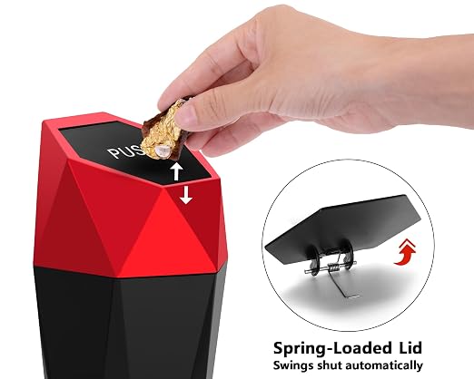 Ginsco Car Trash Can with Lid, Mini Car Garbage Can, Car Trash Bin Car Accessories for Interior, Leakproof Small Trash Cup for Car, Home, Bedroom Office (Red)