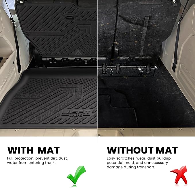LASFIT Cargo Liner & Backrest Mat for Dodge Grand Caravan 2008-2020/ Chrysler Town & Country 2008-2016 All Weather TPE Custom Fit Truck Mat Car Liner Non-Slip, Black
