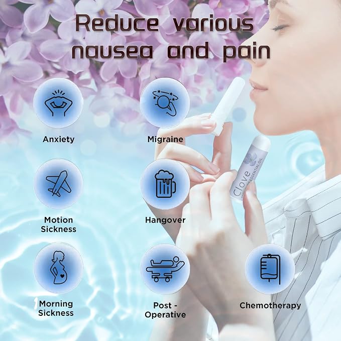 Hion Nausea Relief Inhaler 6 pcs for Motion Sickness and Pregnant Women Morning Sickness, Aromatherapy Natural Essential Oils Inhalers
