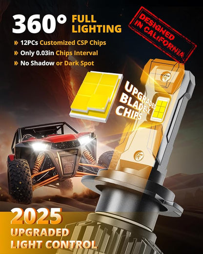 Auxbeam H7 Fog Light, F22 Series H7 Powersports, 6500K 110W 24000LM 700% Brighter Light For UTV ATV Offroad Vehicles, May Need Adapters