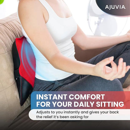 AJUVIA Back Vitalizer Lumbar Support Pillow | 4000+ Doctor Trusted Ergonomic Pillow Support for Office Chair, Home & Car | 3 Second Pain Relief, Better Posture, Sciatica & Lower Back Relief