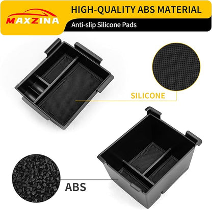Center Console Organizer Compatible with 2022-2025 2026 Ford Maverick Console Tray ABS Plastic Armrest Storage Box with Silicone Pad 2024 Maverick Accessories (Upper and Lower)